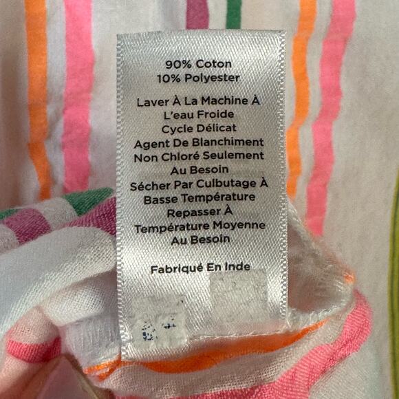 TALBOTS Striped Tunic Top Women's S Cotton Blend Colorful Beach Vacation Summer - Picture 7 of 10